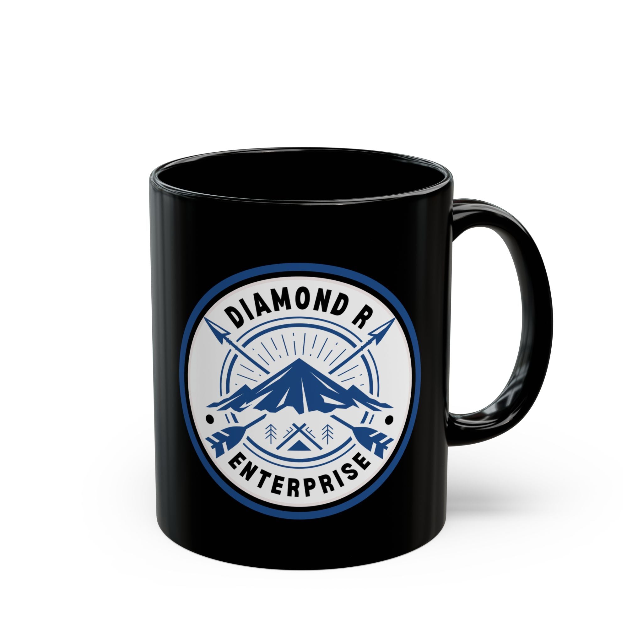 Diamond R Enterprise Coffee Mug — Mountain Logo Black Ceramic Mug (11oz, 15oz)