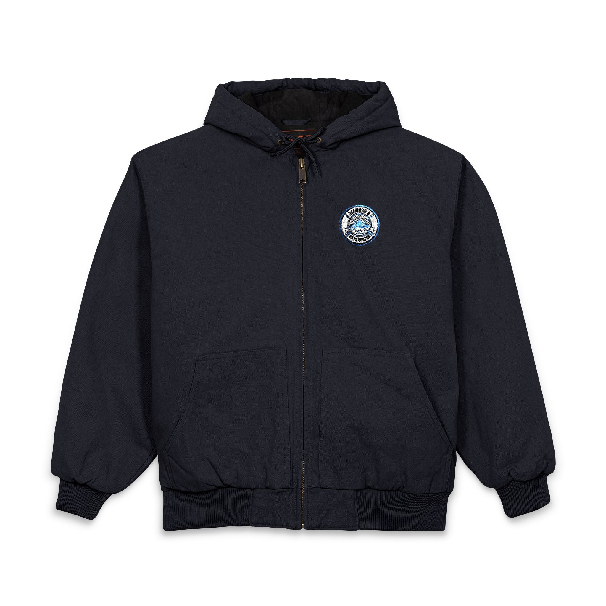 Embroidered Work Jacket — Men's Heavy-Duty Duck Cloth Hooded Jacket