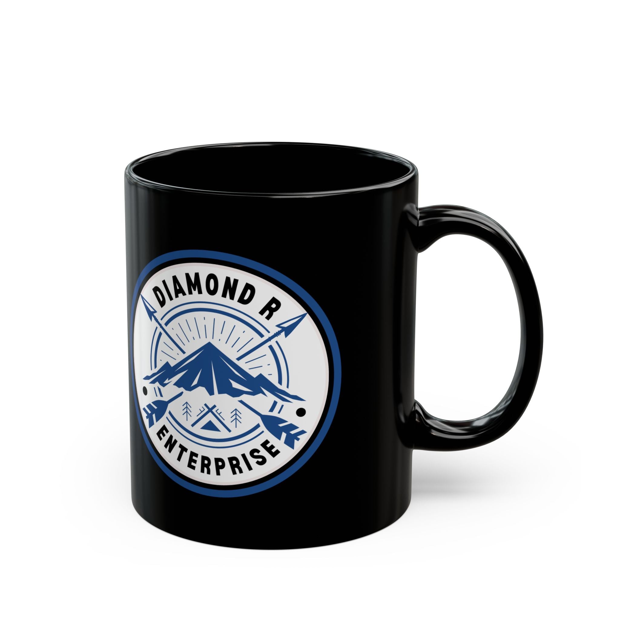 Diamond R Enterprise Coffee Mug — Mountain Logo Black Ceramic Mug (11oz, 15oz)