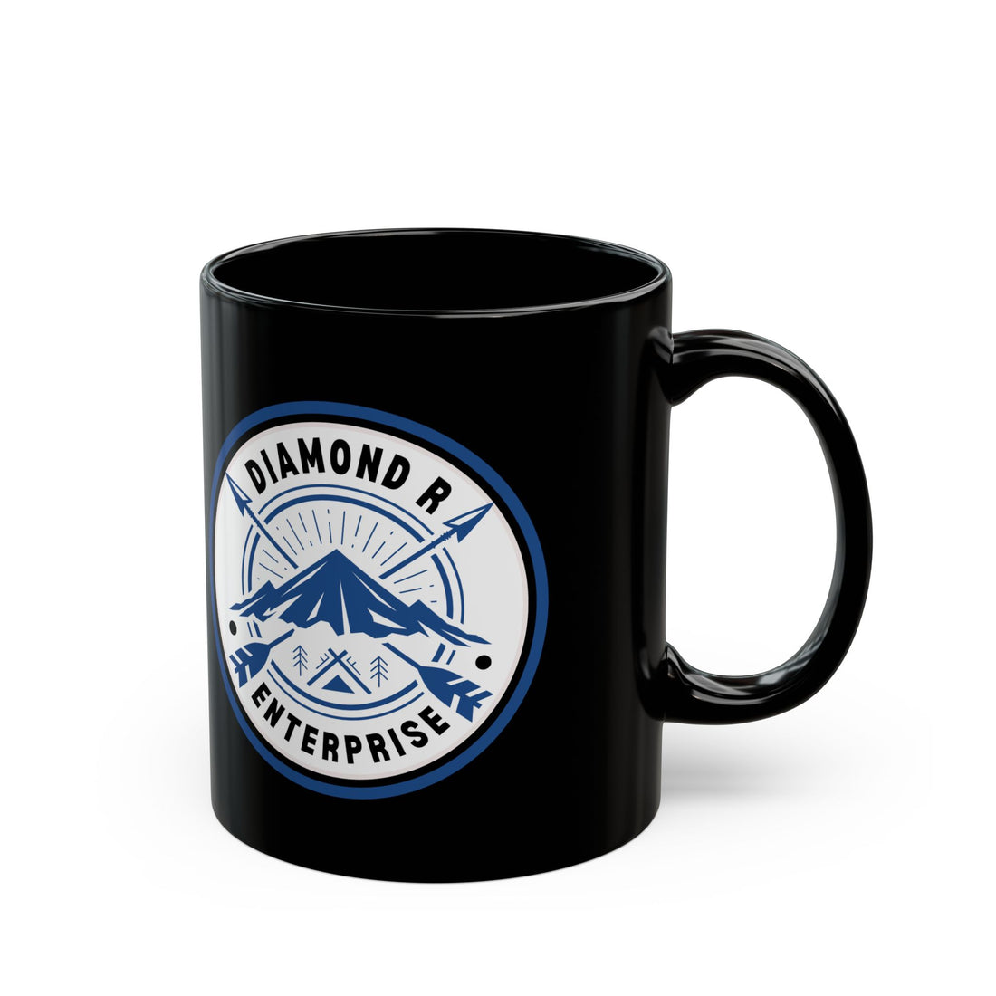 Diamond R Enterprise Coffee Mug — Mountain Logo Black Ceramic Mug (11oz, 15oz)