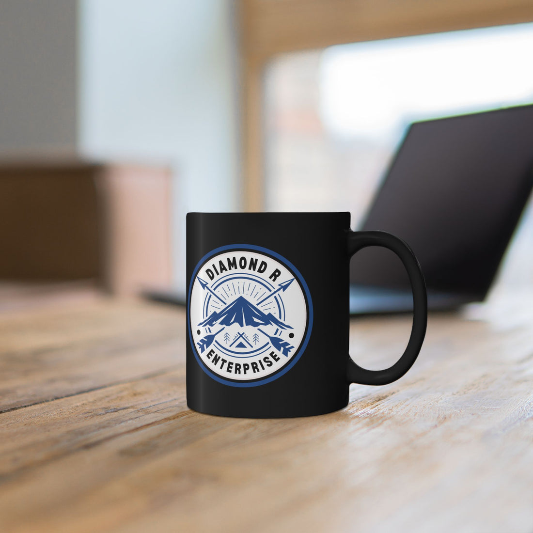 Diamond R Enterprise Coffee Mug — Mountain Logo Black Ceramic Mug (11oz, 15oz)
