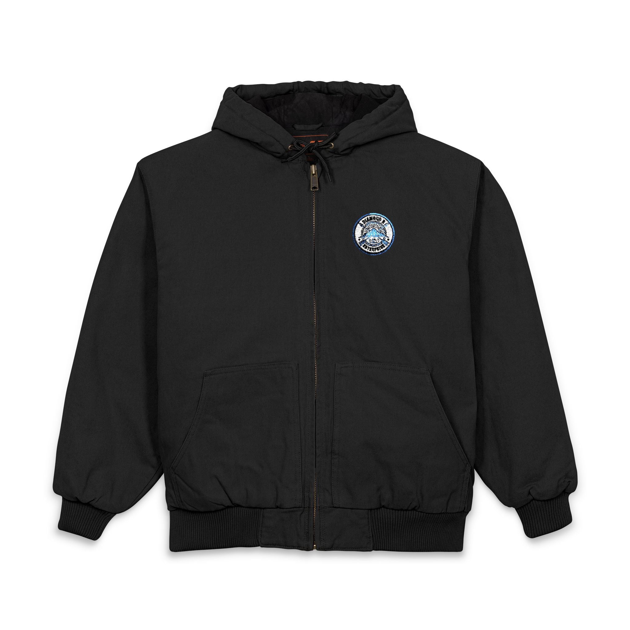 Embroidered Work Jacket — Men's Heavy-Duty Duck Cloth Hooded Jacket