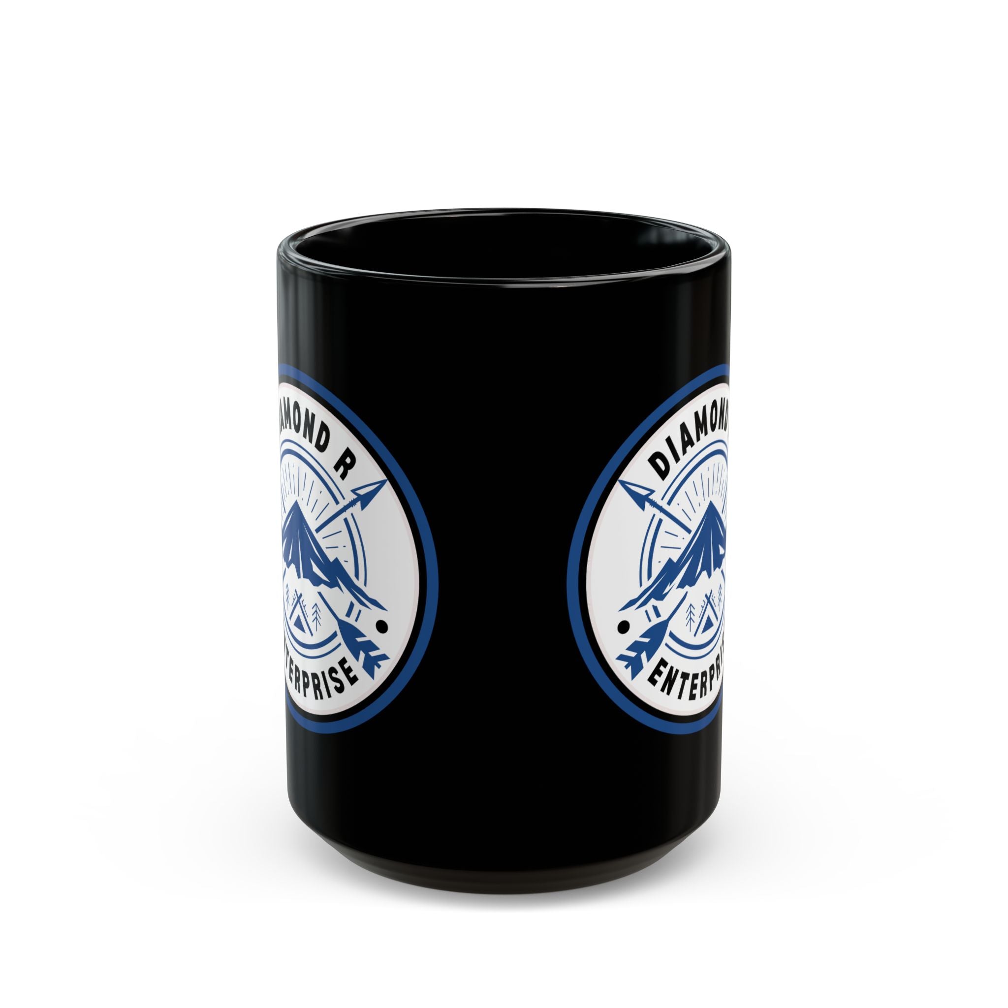 Diamond R Enterprise Coffee Mug — Mountain Logo Black Ceramic Mug (11oz, 15oz)