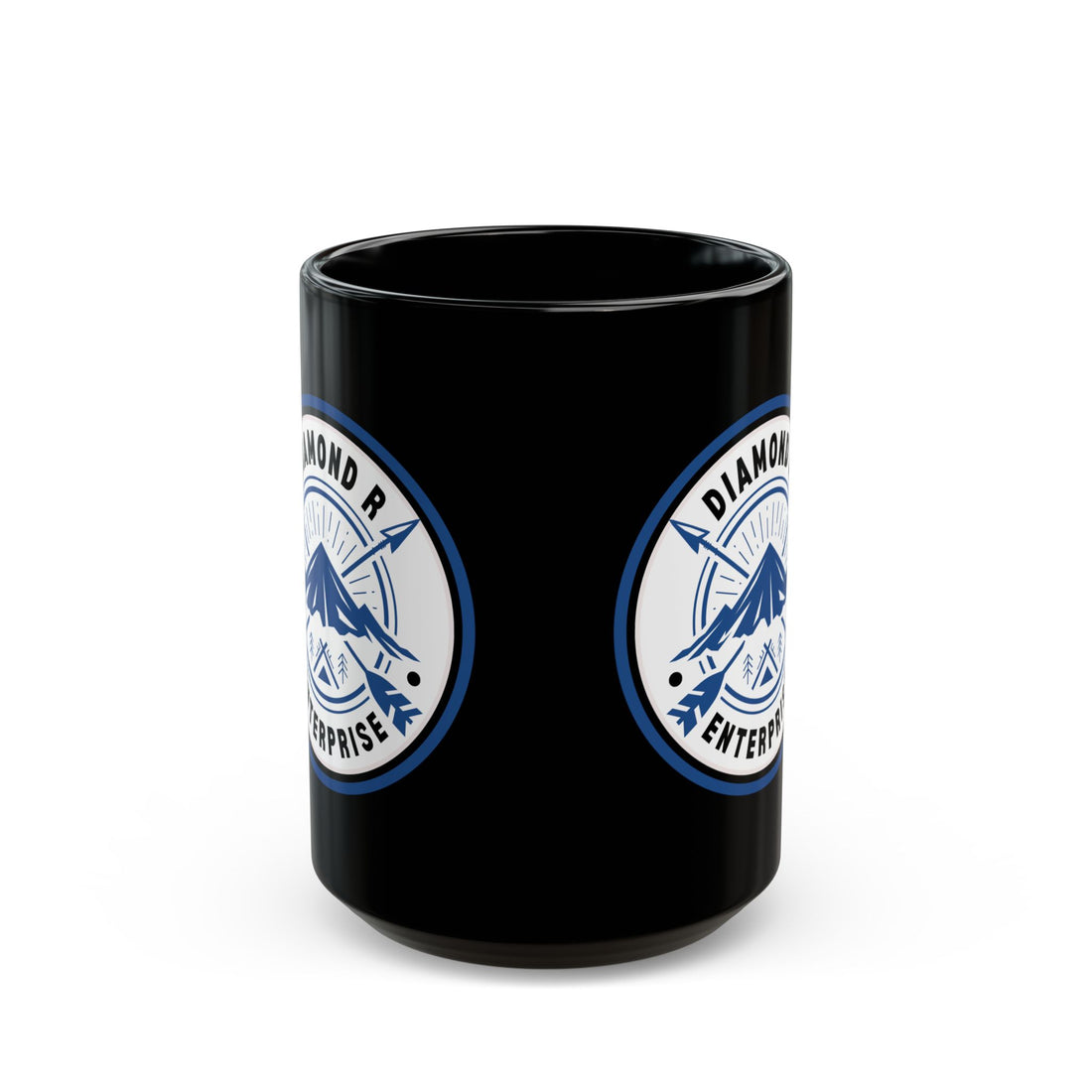 Diamond R Enterprise Coffee Mug — Mountain Logo Black Ceramic Mug (11oz, 15oz)