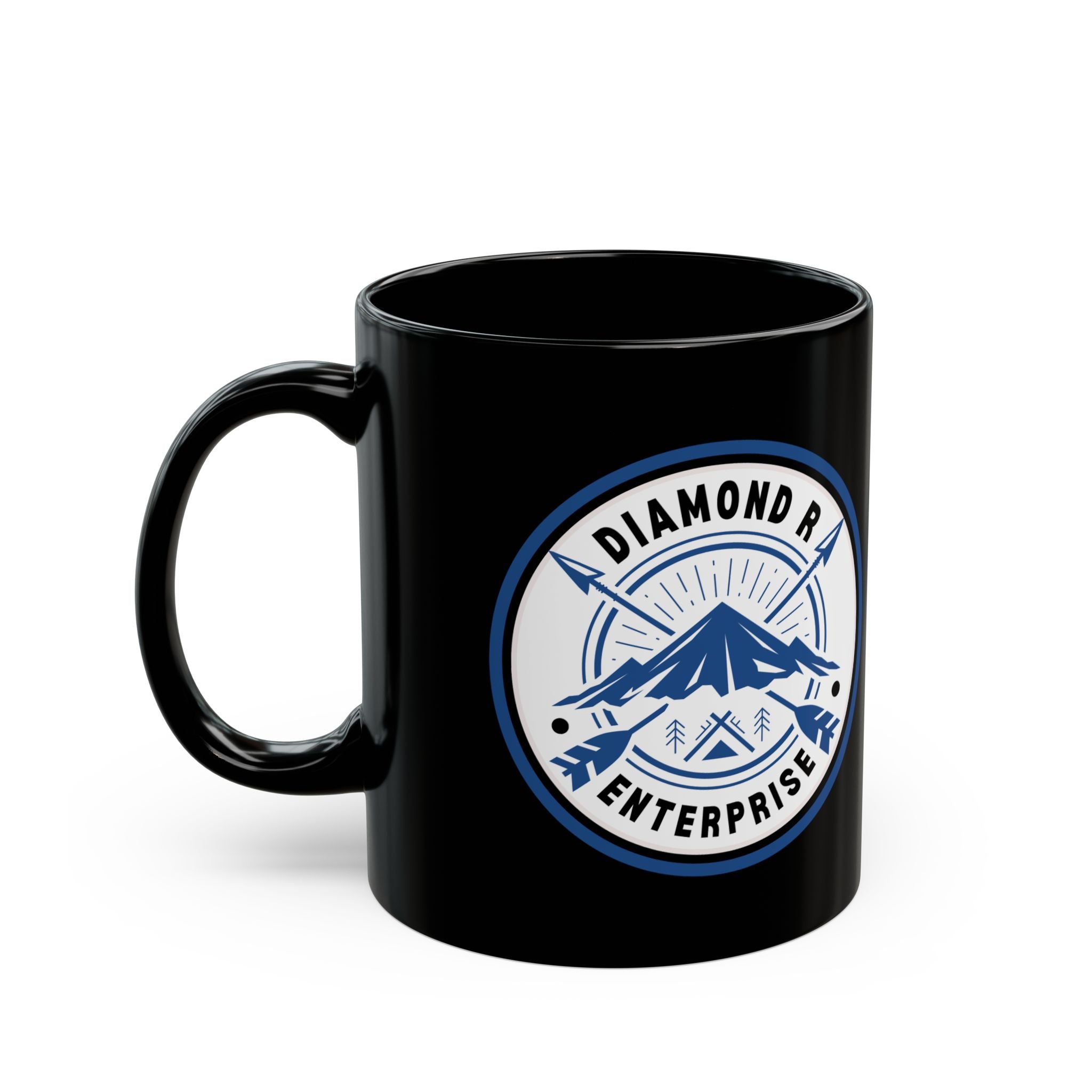 Diamond R Enterprise Coffee Mug — Mountain Logo Black Ceramic Mug (11oz, 15oz)