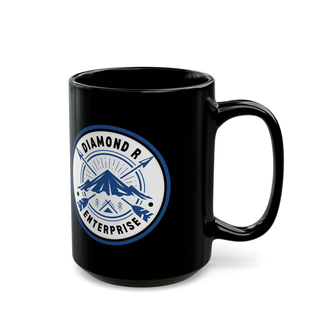 Diamond R Enterprise Coffee Mug — Mountain Logo Black Ceramic Mug (11oz, 15oz)