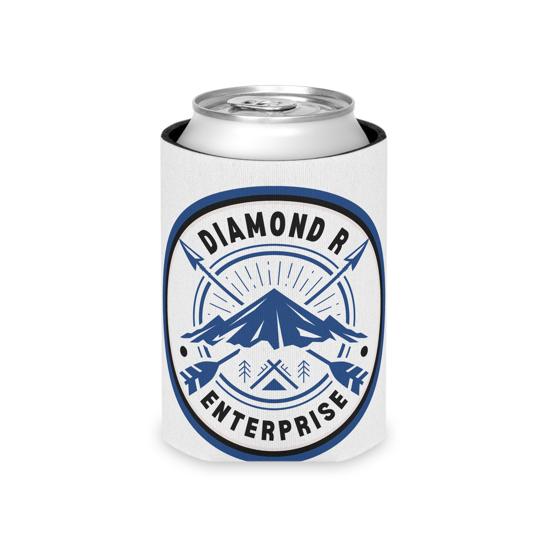 Can Cooler — Diamond R. Enterprise Blue Logo Koozie