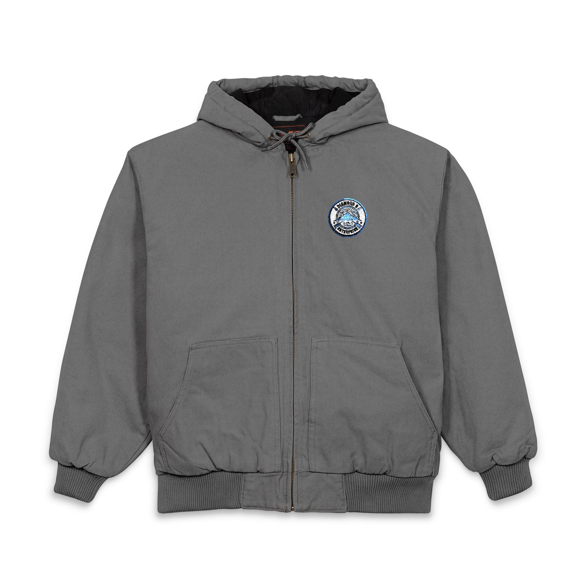 Embroidered Work Jacket — Men's Heavy-Duty Duck Cloth Hooded Jacket