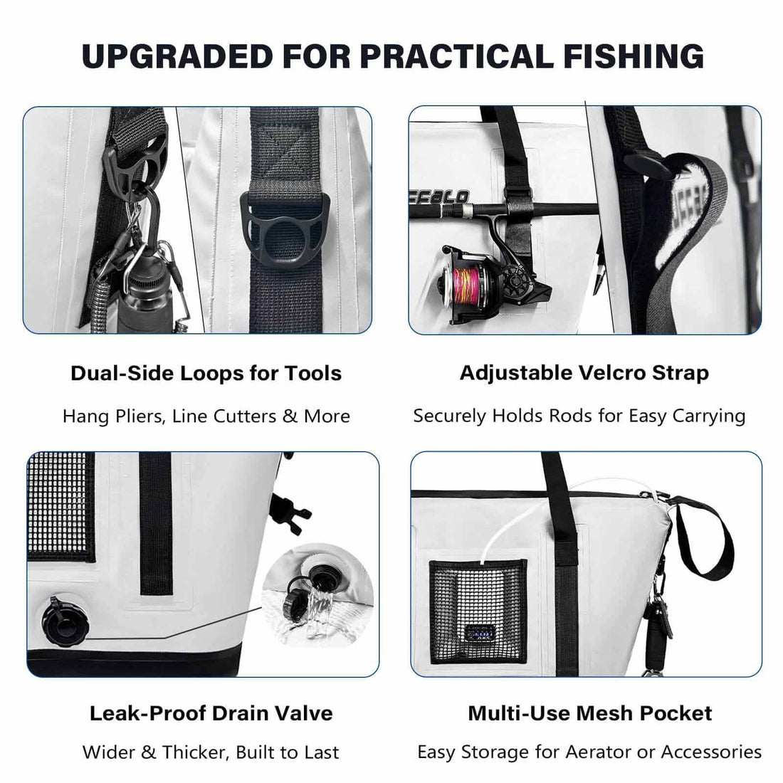 37QT Fish Cooler Bag With Fishing Rod Holder