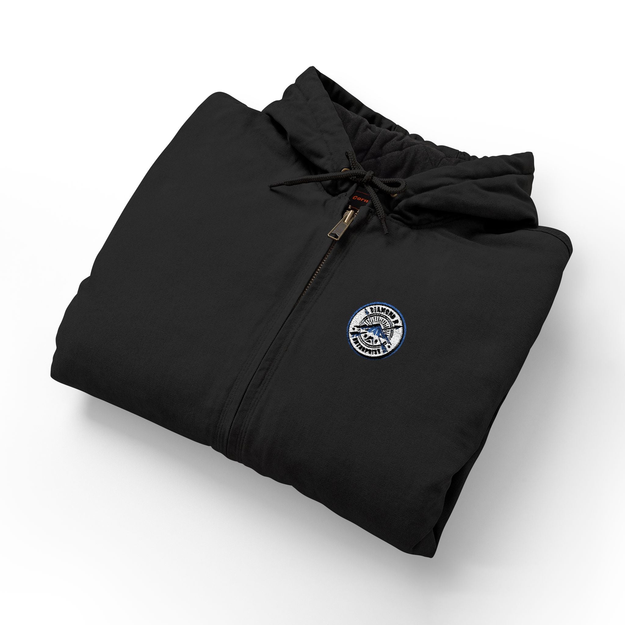 Embroidered Work Jacket — Men's Heavy-Duty Duck Cloth Hooded Jacket