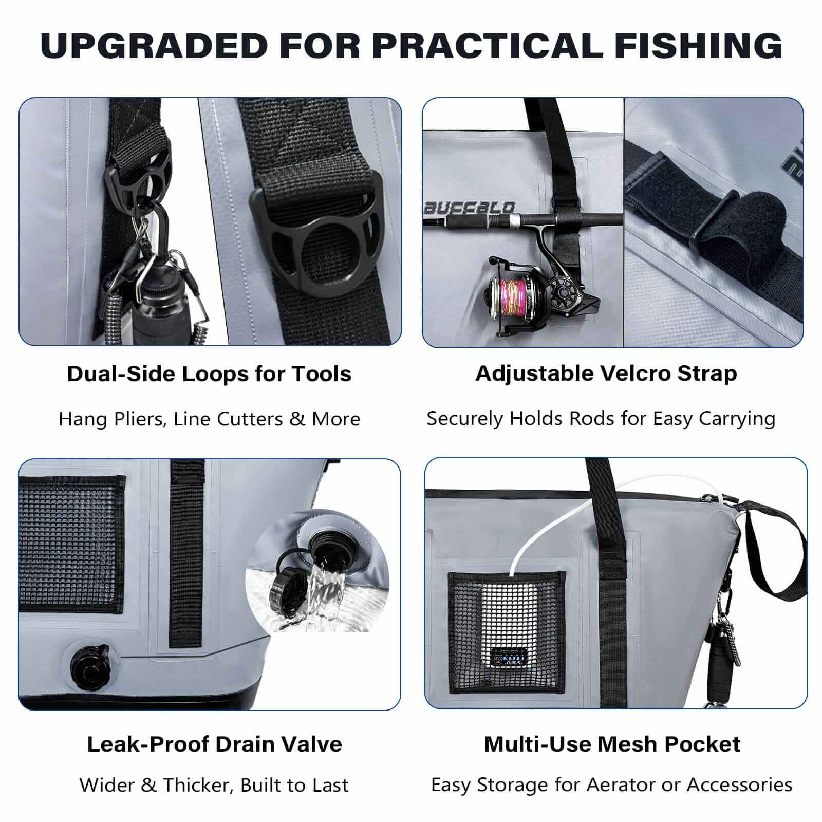 37QT Fish Cooler Bag With Fishing Rod Holder