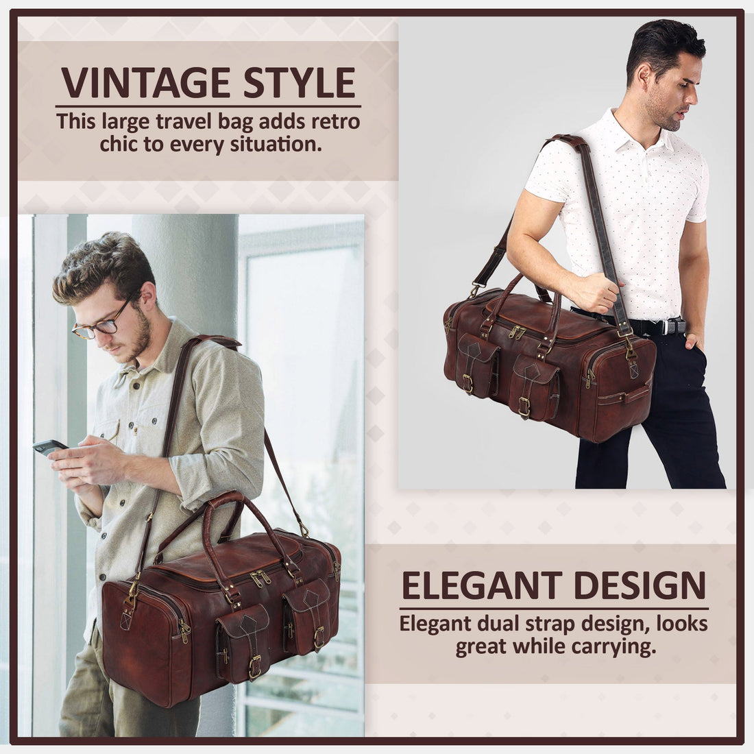Vintage Dark Brown Traveller Duffle Bag