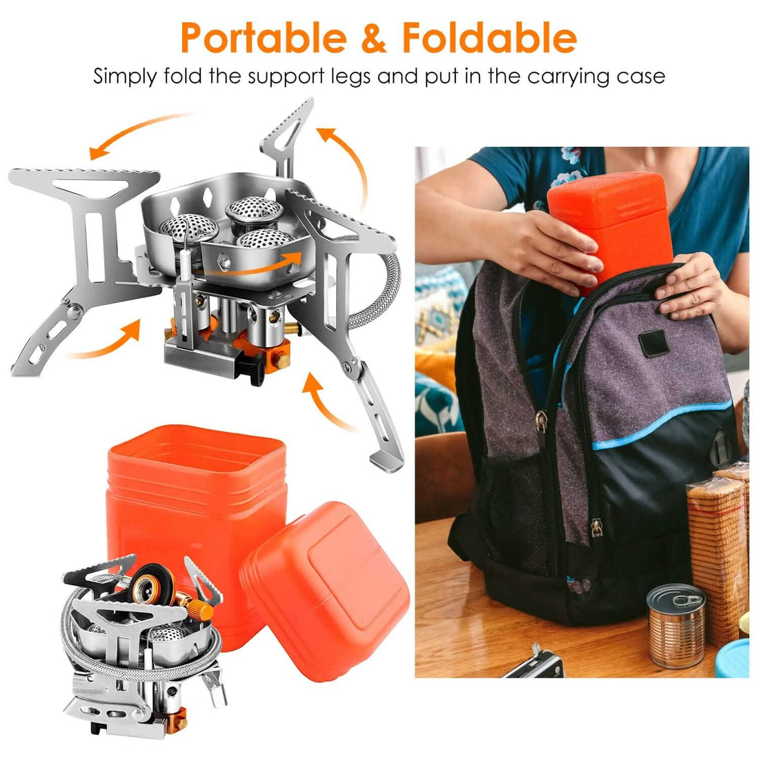 4000W Portable Camping Stove Foldable Powerful Gas Stove Backpacking Burner