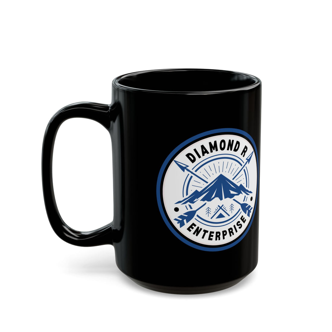 Diamond R Enterprise Coffee Mug — Mountain Logo Black Ceramic Mug (11oz, 15oz)