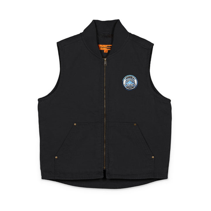 Embroidered Washed Duck Cloth Work Vest — Durable Utility Vest with Small Chest Patch