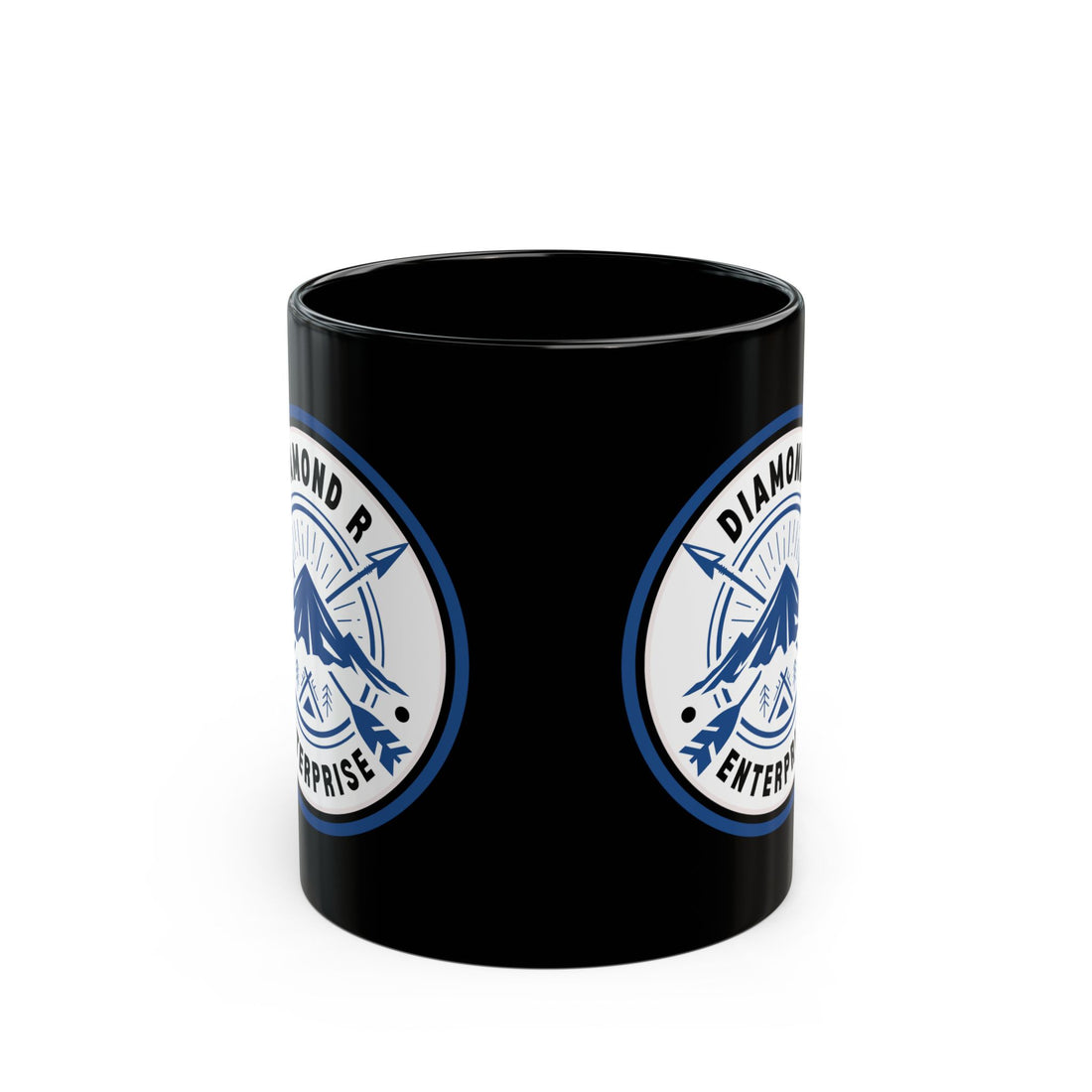 Diamond R Enterprise Coffee Mug — Mountain Logo Black Ceramic Mug (11oz, 15oz)