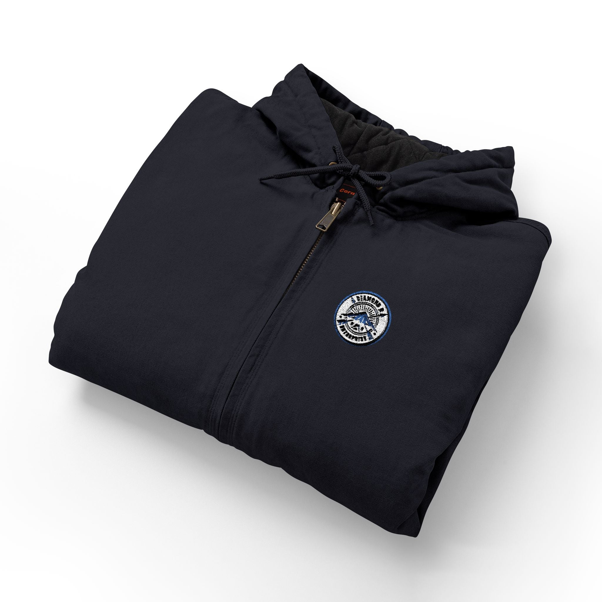 Embroidered Work Jacket — Men's Heavy-Duty Duck Cloth Hooded Jacket