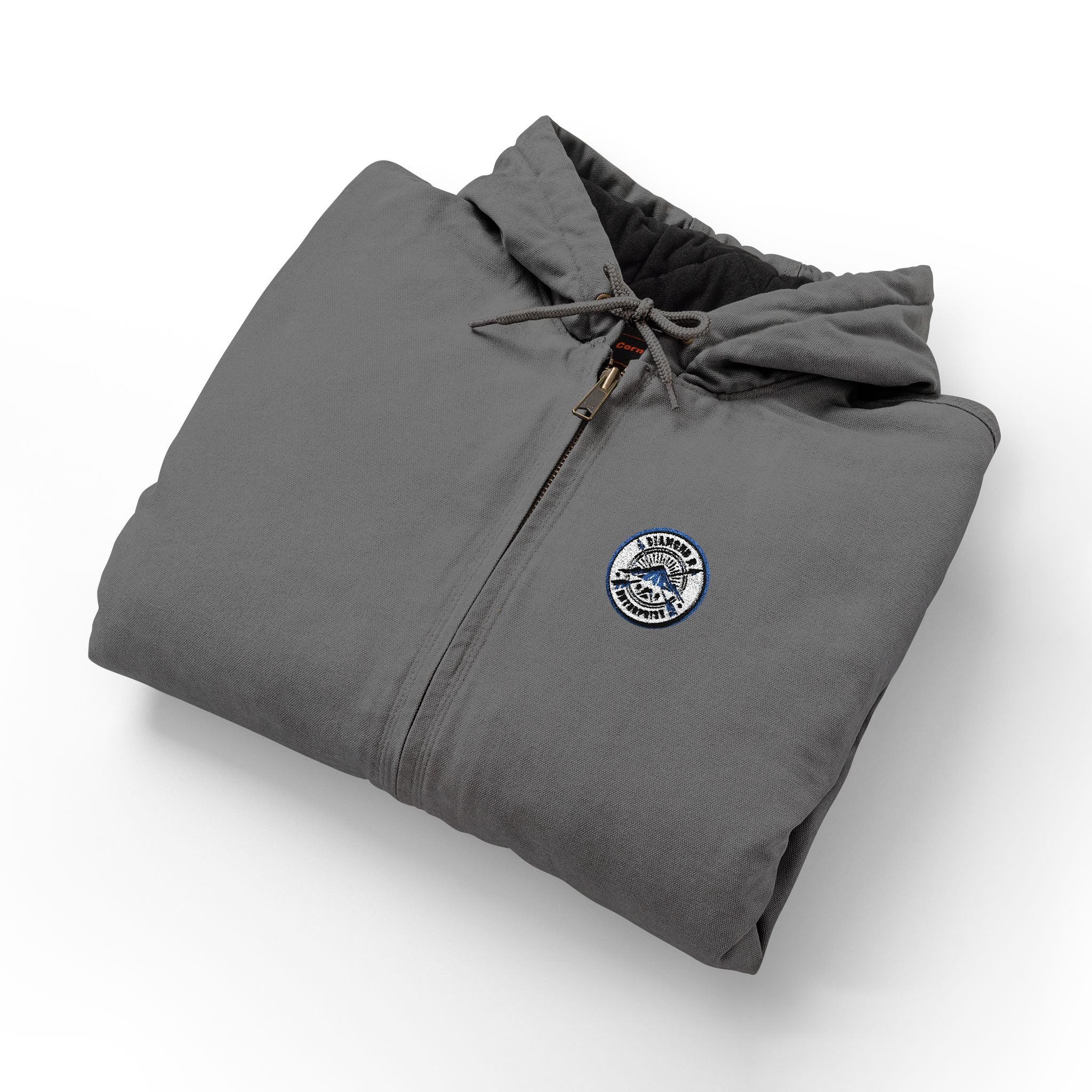 Embroidered Work Jacket — Men's Heavy-Duty Duck Cloth Hooded Jacket
