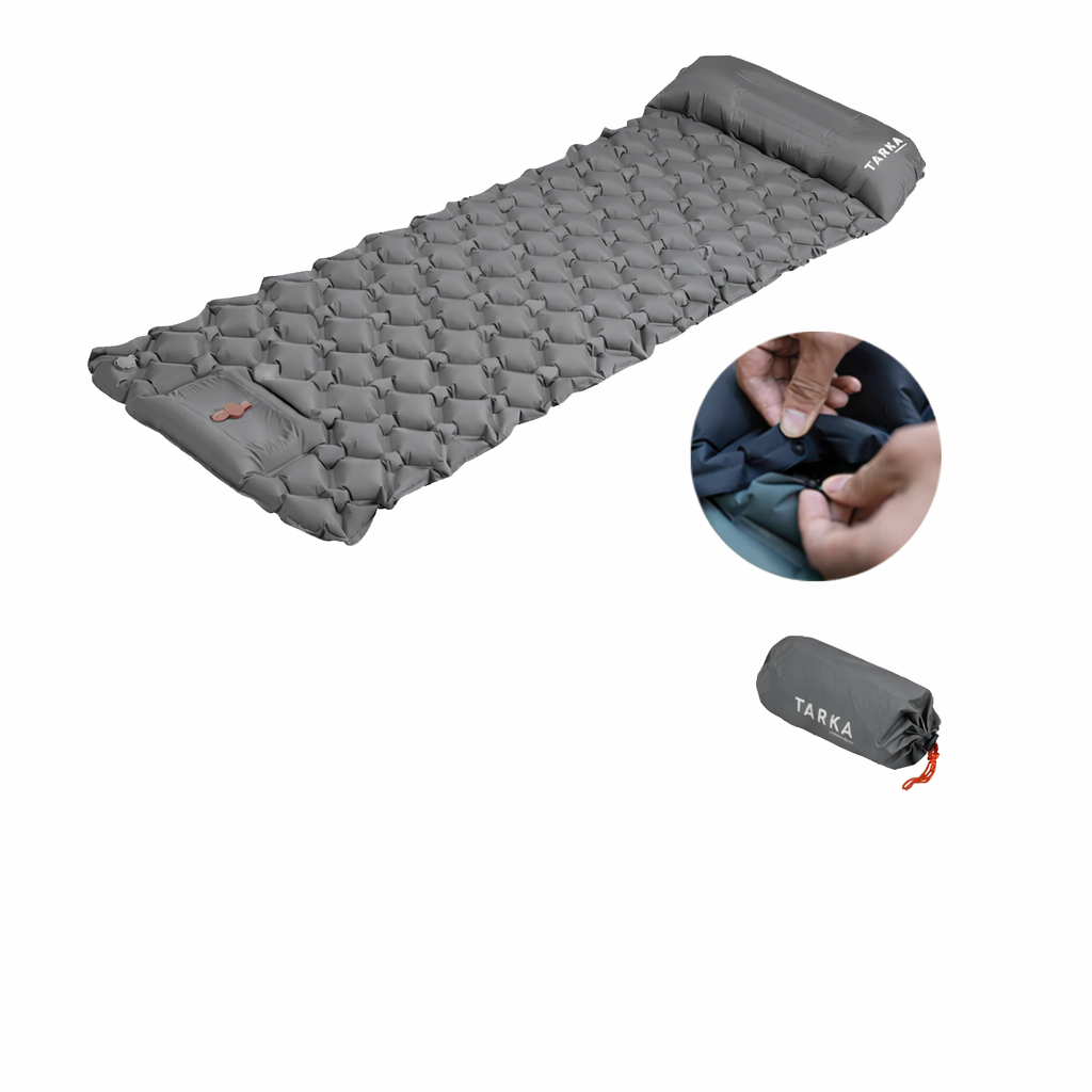 Self-Inflating Camping Sleeping Pad with Pillow – Ultralight Hiking Air Mattress