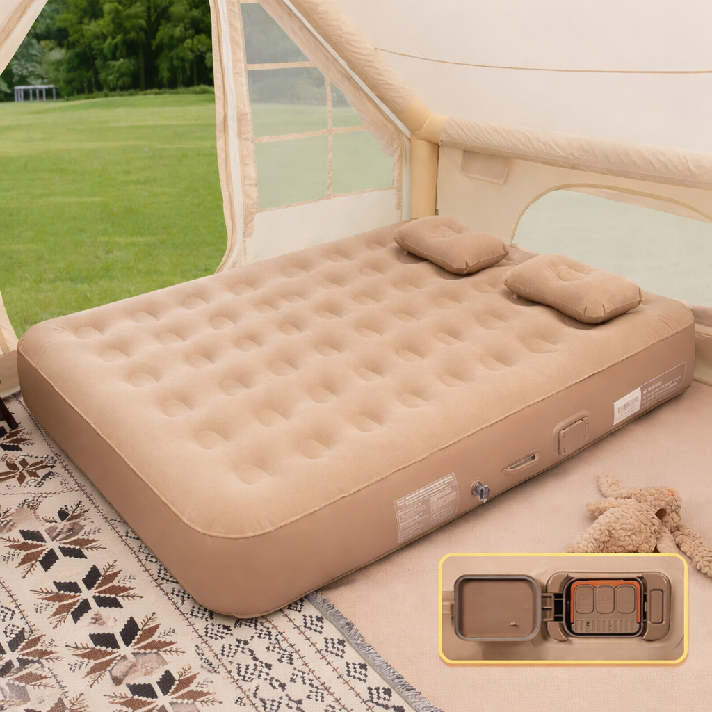 Air Mattress with Built-In Pump Self-Inflating Double Sleeping Pad for Camping Indoors