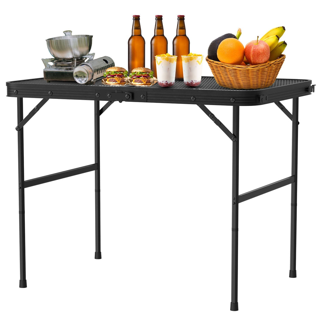 Foldable Camping Table – Height-Adjustable Aluminum Grill Stand