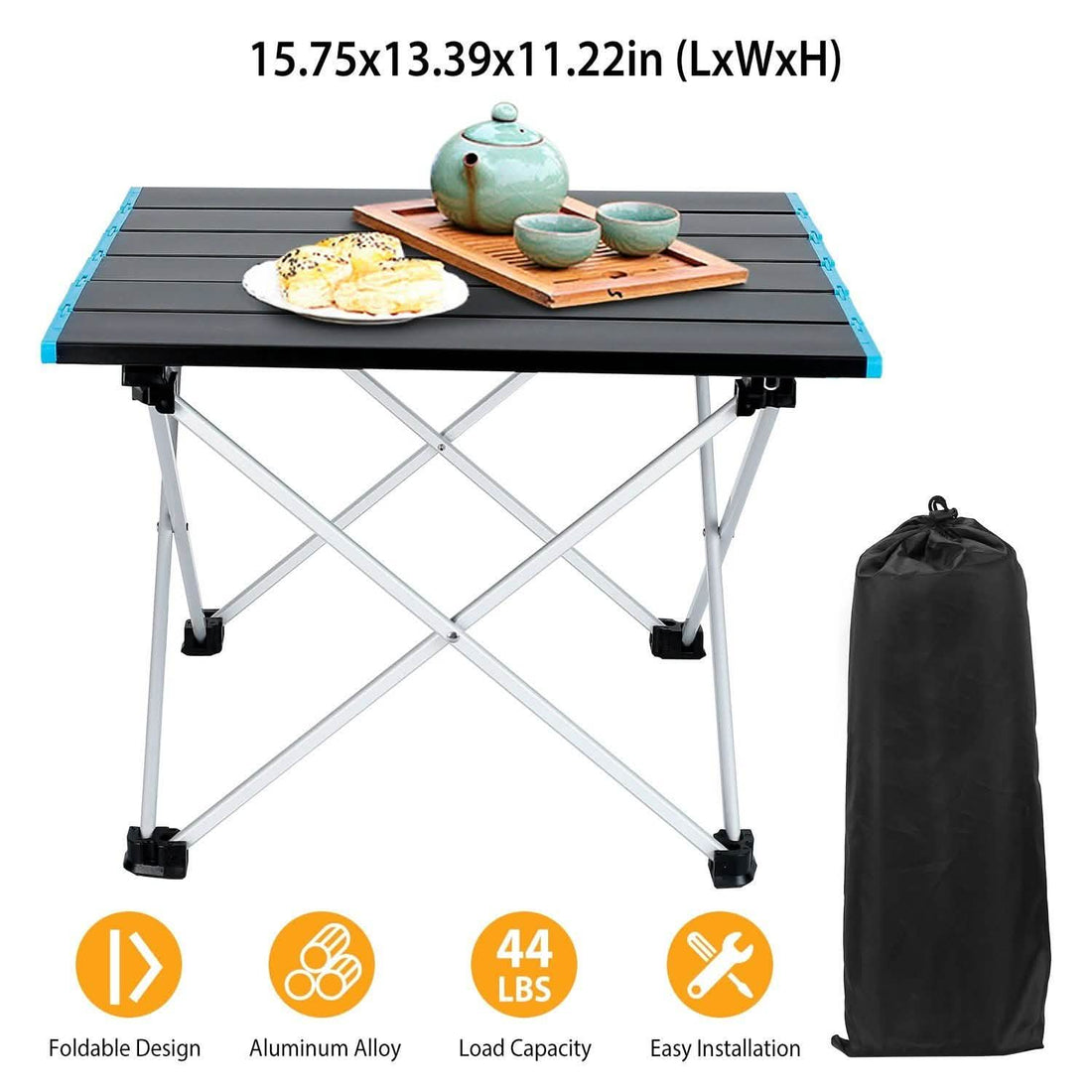 Folding Camping Table Aluminum Alloy Collapsible with Carry Bag