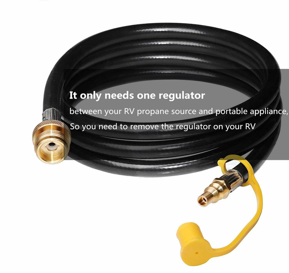 DOZYANT 12ft 1/4" Quick Connect RV Propane Hose Converter for 1 LB Bottle