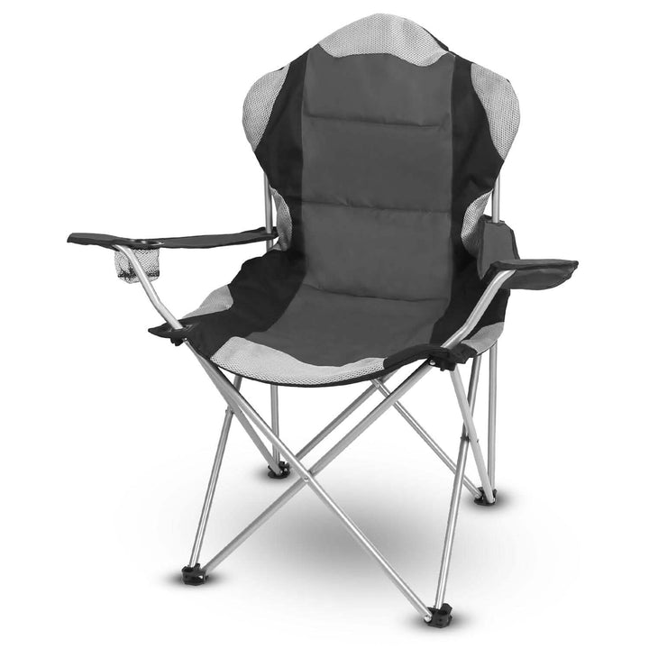 Padded Seat Arm Back Foldable Camping Chair Heavy Duty Steel Lawn